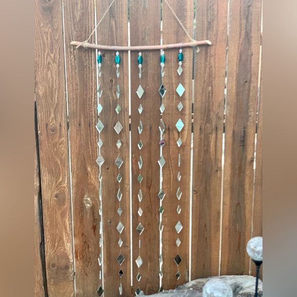 Mirrors & Teal Glass Beads Wind Chime Sun Catcher - Picture 12 of 16